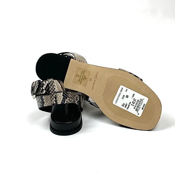 Marc Fisher Tavie2 Double Strap Python Embossed Ankle Strap Sandal 8 - Picture 7 of 9